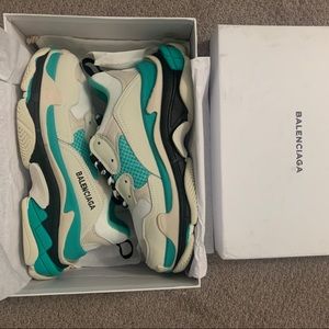 balenciaga triple s white grey turquoise